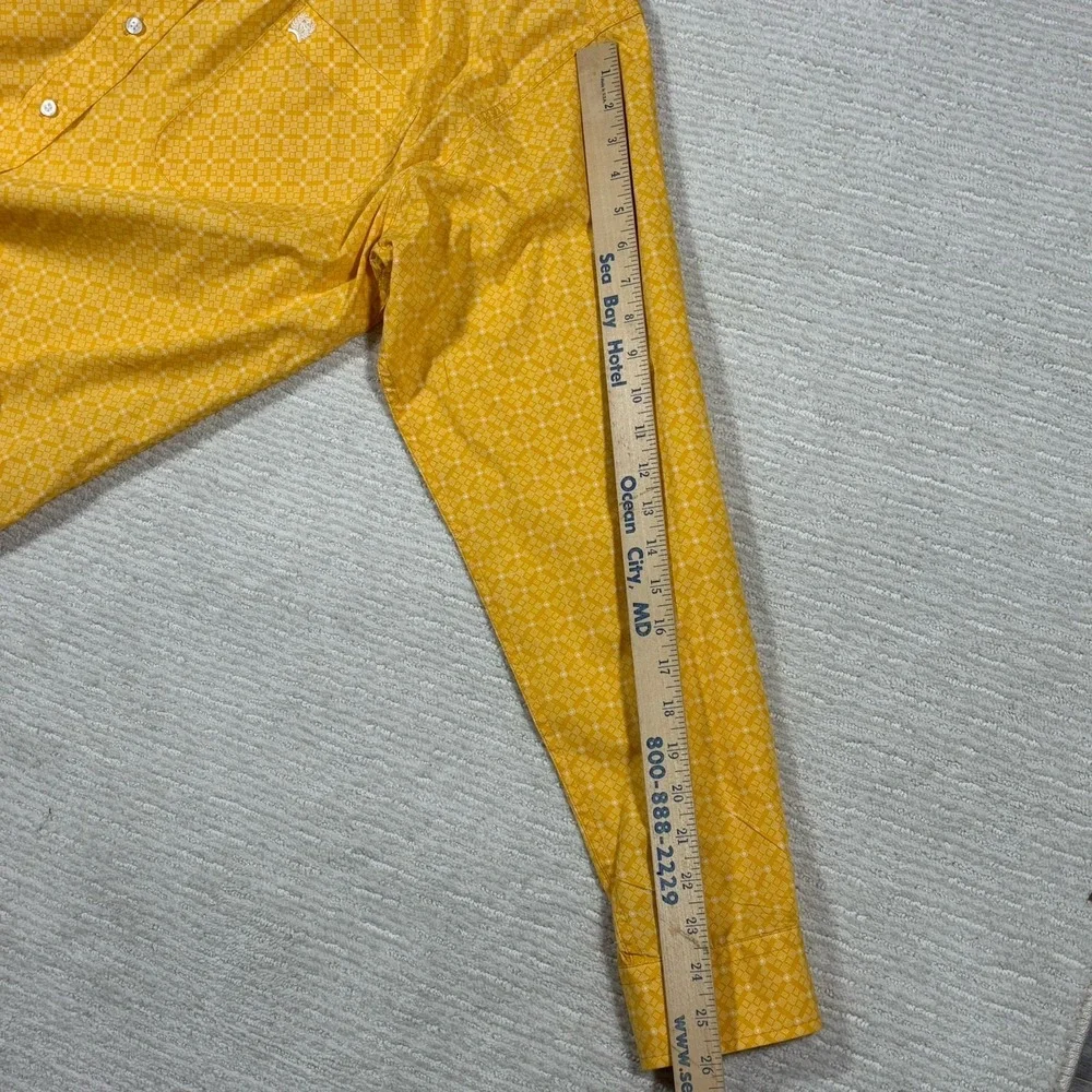 Cinch Button Up Shirt Mens Large Yellow Geometric Western Cowboy Classic Rodeo - Picture 10 of 11
